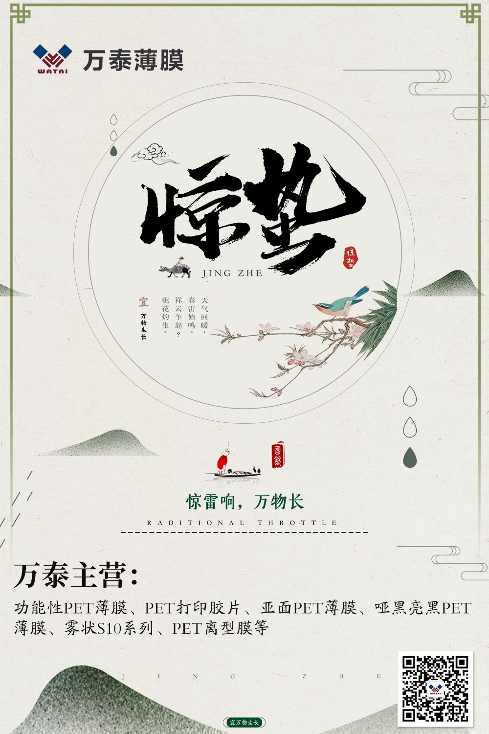 微雨眾卉新，一雷驚蟄始